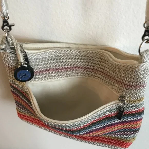 The Sak Crochet Crossbody Rainbow Striped Crossbody Vegan Recycled Bag - Picture 5 of 9